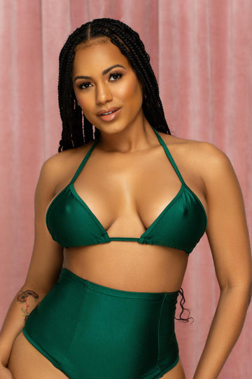 Parte superior de bikini triangular color verde cazador